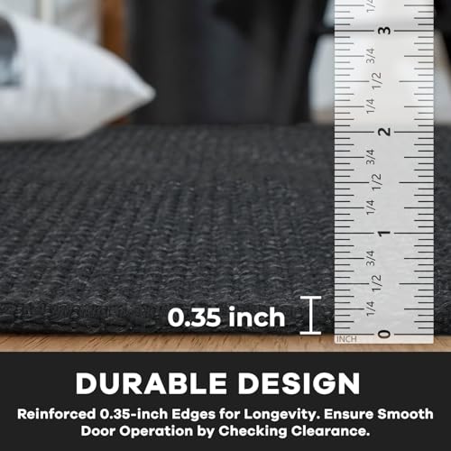 Runners for Hallways 2x10 ft Washable Kitchen Runner Non Slip Rubber Backed Hallway Rugs Cotton Entryway Runner Rug Floor Carpet for Indoor Hall (Black/Dark Grey / 2' x 10' (Runner))