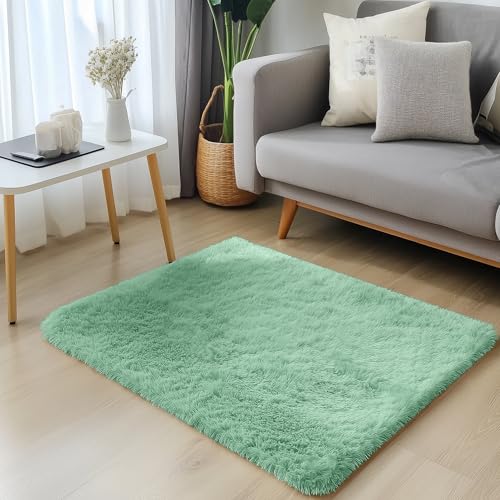 2x3 Machine Washable Small Bedside Rug (2x3 Ft / Mint Green)