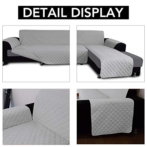 Sofa Slipcover L Shape Sofa Cover Sectional Couch Cover Furniture Protector Mat for Pets Dog Cat (X-Large / Light Gray/Light Gray)