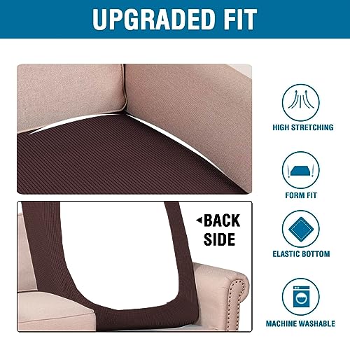 Super Stretch Individual Chaise Cover Sectional Couch Covers for L Shaped Sofa Both Left (Chocolate / Chaise Cover)