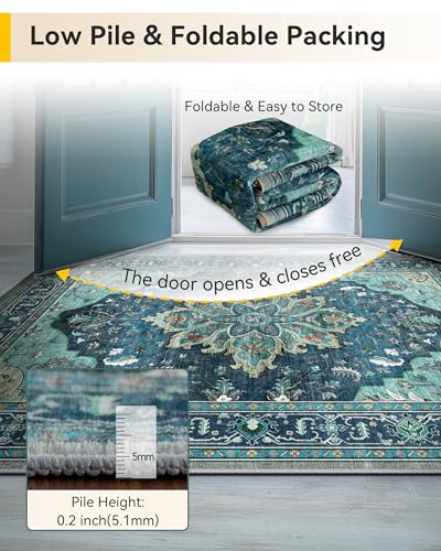 Washable Area Rug (Teal / 7' x 9' (Rectangular))