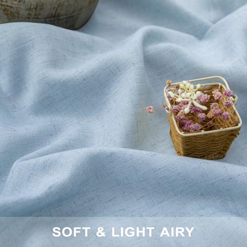 Light Blue Curtains 96 Inches Long for Living Room Back Tab Linen Light Filtering Modern Farmhouse Coastal Decor Baby Blue Cotton Textured Gauze Curtains for Dining Room Bedroom 52x96 Length Pale Blue (52"W x 96"L (Pack of 2) / Light Blue)