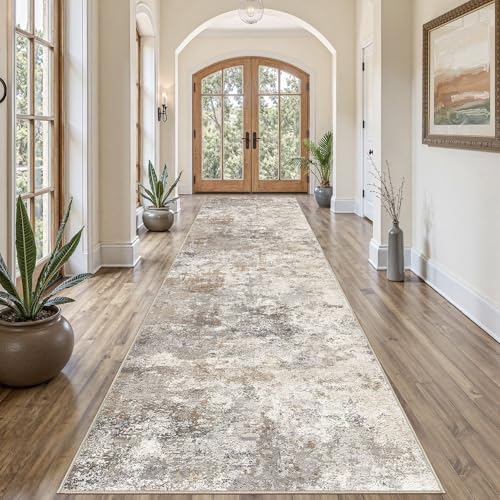 3x12 Washable Runner Rug for Hallway (Brown Grey / 3' x 12' (Runner))