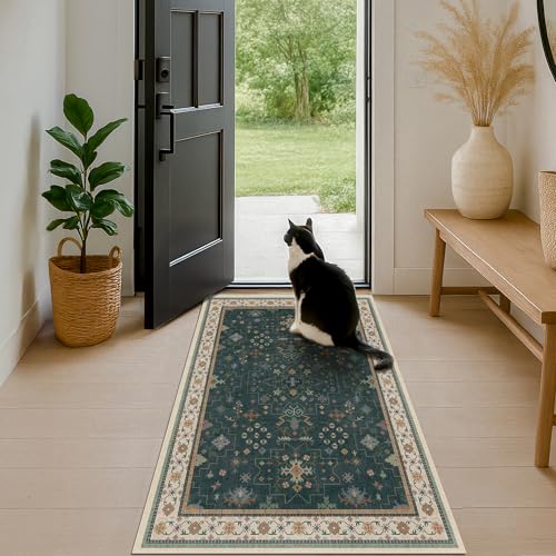 Dark Green Oushak 3x6 Kitchen Rug (3' x 6' (Rectangular) / Dark Green)