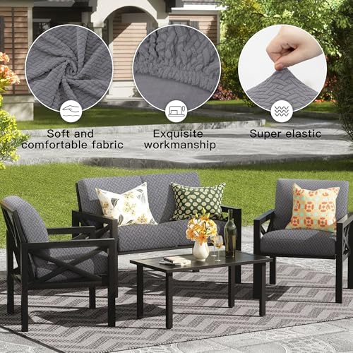 8Pcs Outdoor Cushion Covers (Gray Checkered / 8PCS)