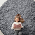 Grey Round Rugs for Bedroom (7 Ft Round / Grey)