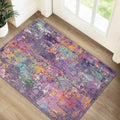 Washable 2'x3' Abstract Area Rug for Living Room Purple Multi (Purple/Orange/Teal/Green/Red / 2' x 3' (Rectangular))