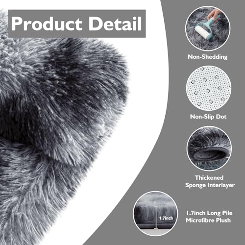 Ultra Soft Fluffy Area Rugs for Bedroom Living Room (Mottling Black / 10' x 14' (Rectangular))