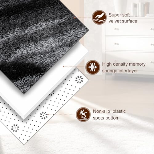 Super Soft Shaggy Rugs Fluffy Carpets (6' x 9' (Rectangular) / Black Gray)
