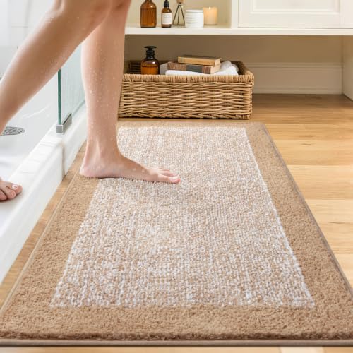 48x24 Long Bathroom Rugs Non Slip Washable (Beige / 2' x 4' (Rectangular))