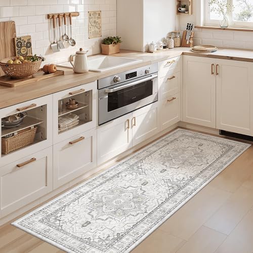 Washable Runner Rug 2x6 Runners for Hallways Non Slip (Grey / 2' x 6' (Runner))