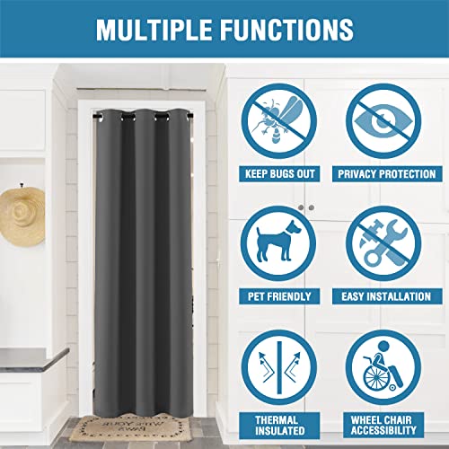 Doorway Curtain Blackout Closet Door Curtain Room Divider Window Treatment Curtain for Bedroom Thermal Insulated Privacy Drape Soundproof Grommet (42"W x 80"L (Pack of 1) / Charcoal Gray)