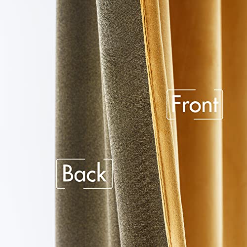 Velvet Blackout Curtains 52x72 inches 2 Panels Mustard Yellow (Mustard Yellow / 52"W x 72"L (Pack of 2))