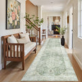 Washable Runner Rugs 2x10 Long for Hallway Kitchen (Green/Ivory / 2' x 10' (Runner))