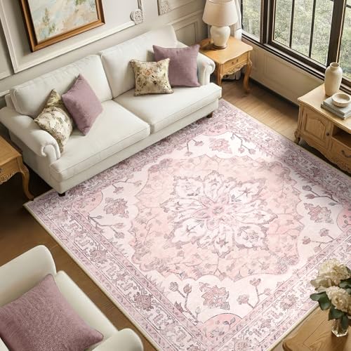 Washable Area Rug (Pink / 6' x 6' (Square))