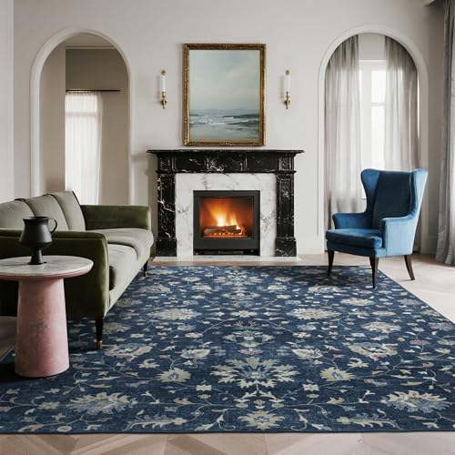 8x10 Boho Washable Area Rugs for Living Room (8' x 10' (Rectangular) / Blue-brown-brownness-white)