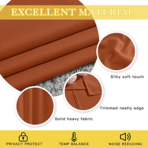 Blackout Living Room Curtain 108 inches Length (Burnt Orange / 52"W x 108"L (Pack of 1))