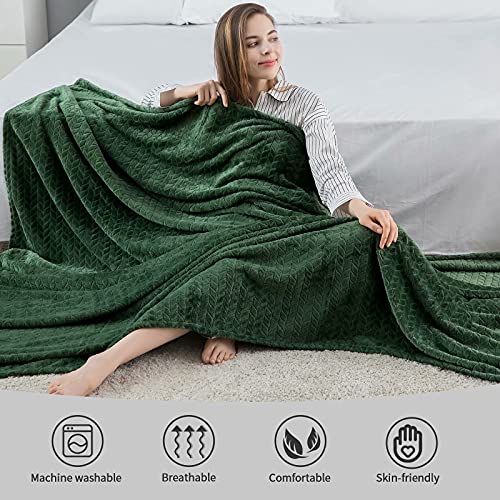 Fleece Queen Blanket for Bed (A-green / Full/Queen-90x90 IN)