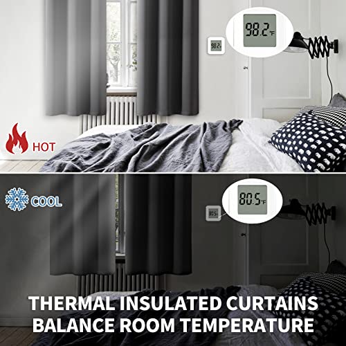 Blackout Curtains for Bedroom (Dark Grey / 38"W x 54"L (Pack of 2))