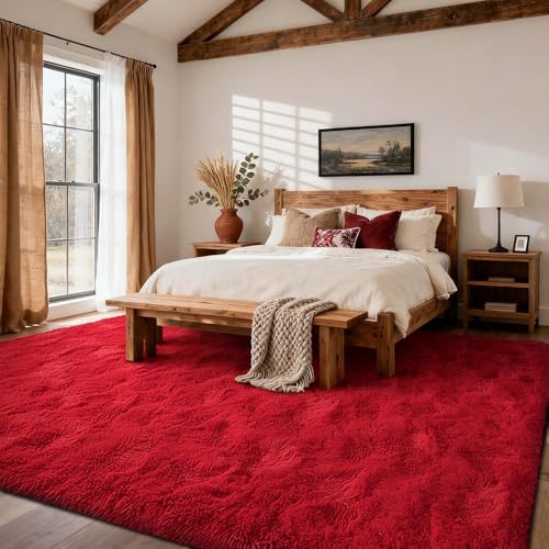9x12 Ft Extra Large Shag Rugs for Living Room (CD Red / 9' X 12' (Rectangular))