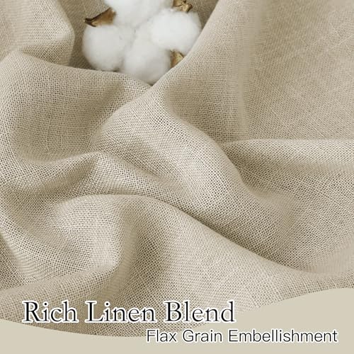 Farmhouse Boho Linen Sheer Curtains 90 inches Long for Living Room (Beige / 52"W x 90"L (Pack of 2))