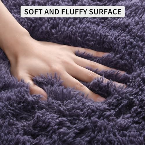 5x8 Area Rugs for Living Room Fluffy Gray Purple Rug for Bedroom (Gray Purple / 5' X 8' (Rectangular))
