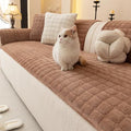 Velvet Sectional Couch Covers for Dogs (Dark Brown / 1PC/27.6"x94"/3-4 Seat & Long "L" Part)