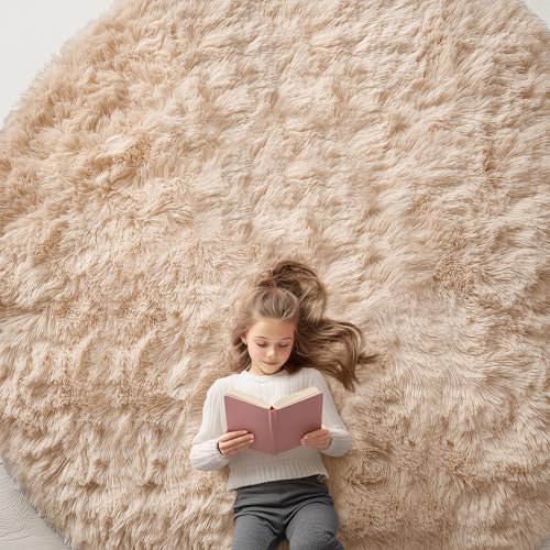 Beige Round Rugs for Bedroom (9 Ft Round / Beige)