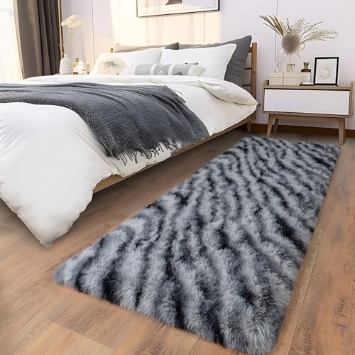 Soft Runner Rugs for Bedroom Hallways (2' x 6' (1 pc) / Black and White)