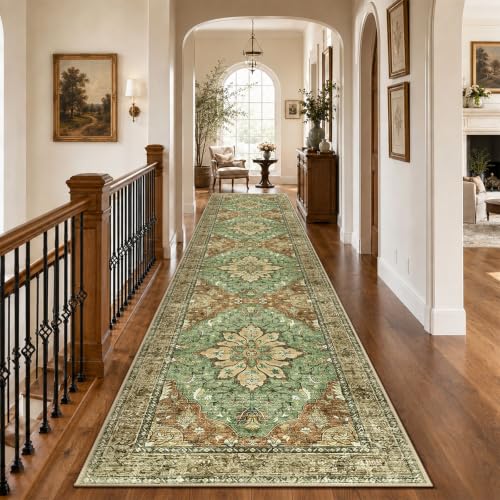 Washable Area Rug (Brick/Brown/Green / 3' x 12' (Rectangular))