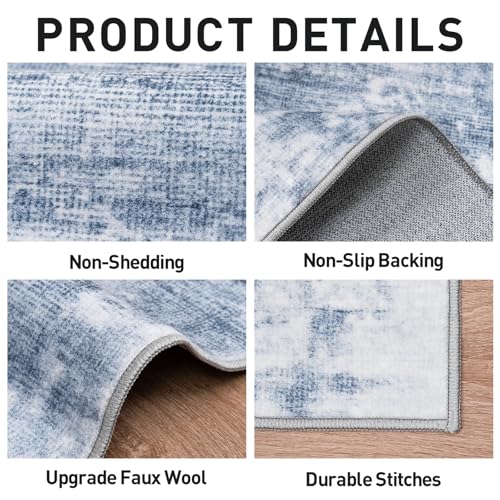 2'6''x8' Runner Rugs Washable Rug (Blue/White / 2'6" x 8' (Runner))