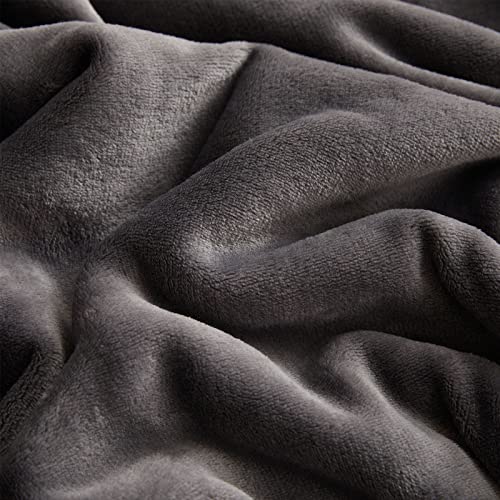 Fleece Blanket Twin Size Dark Grey Lightweight Throw Blanket Super Soft Cozy Microfiber Blanket Factory Shop (Dark Grey / Twin(60"x80"))