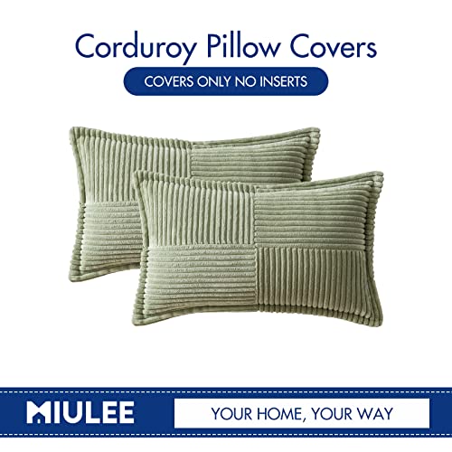 Decorative Lumbar Throw Pillow Covers 12x20 Inch Sage Green 2 Pack (Sage Green / 20" x 12" (Pack of 2))
