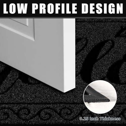 Welcome Mats for Front Door 29.5x17 (Black / 29.5x17 Inch)