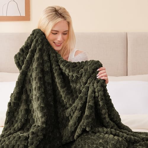 Turtle Shell Throw Blanket Moss Green for Couch Gentle Soft Fleece (Moss Green / Throw)
