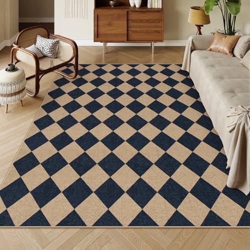 Checkered Easy Jute Outdoor Patio Rug (6' x 9' (Rectangular) / Black/Checkerboard -2)