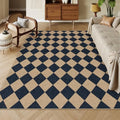 Checkered Easy Jute Outdoor Patio Rug (6' x 9' (Rectangular) / Black/Checkerboard -2)