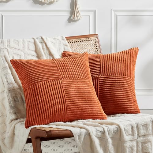 Set of 2 Burnt Orange Decorative Throw Pillow Covers 20x20 Inch for Living Room Couch Bed (Burnt Orange / 20" x 20" (Pack of 2))
