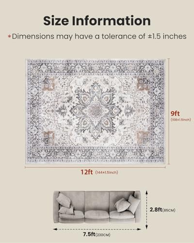 Amada Large 9x12 Washable Area Rug for Living Room (9' x 12' (Rectangular) / Taupe)