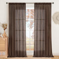 Brown Linen Curtains 84 Inch Length 2 Panels for Living Room Windows (Brown / 52"W x 84"L (Pack of 2))