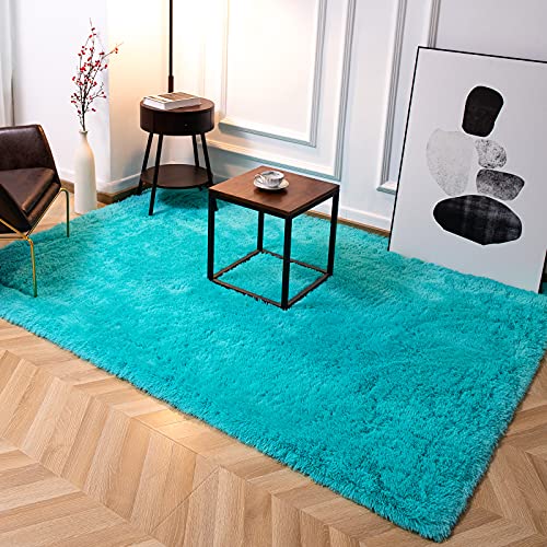 Super Soft Shaggy Rugs Fluffy Carpets (4' x 6' (Rectangular) / Blue)