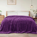 Striped Twin Size Fleece Blanket for Bed (Purple / Twin ( 60x80 IN ))