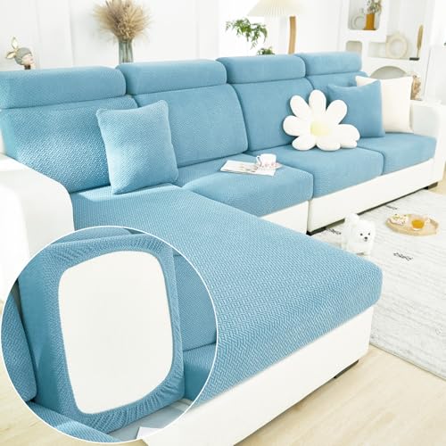 Couch Cushion Covers for Sofa Couch Covers Wear (Texture-sea Blue / Large Back Cover)