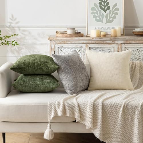 Decorative Couch Throw Pillow Covers 20x20 Inch Olive 2 Pack (20" x 20" (Pack of 2) / Olive)