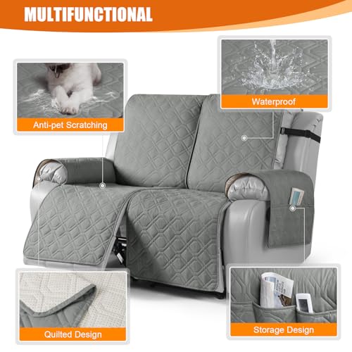 Waterproof Recliner Loveseat Covers Washable (Grey / 2 Seater)