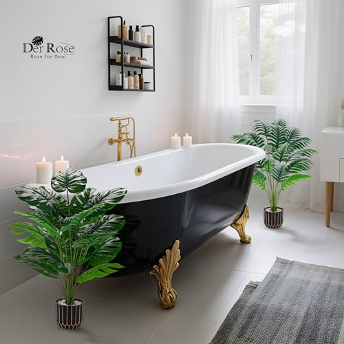 2 Pack 28" Fake Plants (28"- Areca Palm+Monstera)