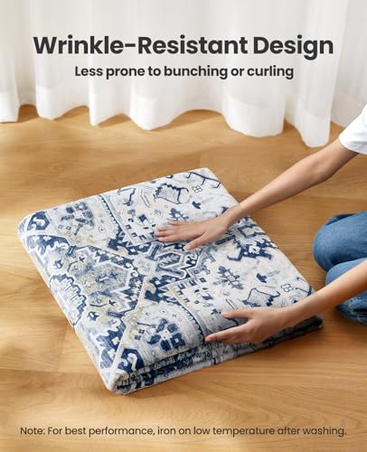 Amada Large 8x10 Washable Area Rug for Living Room (8' x 10' (Rectangular) / Navy Blue/White)