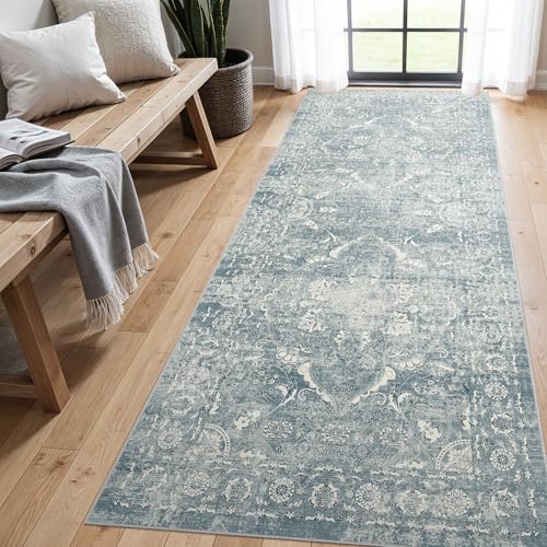 4x8 Washable Hallway Runner Rug (Blue / 4x8)