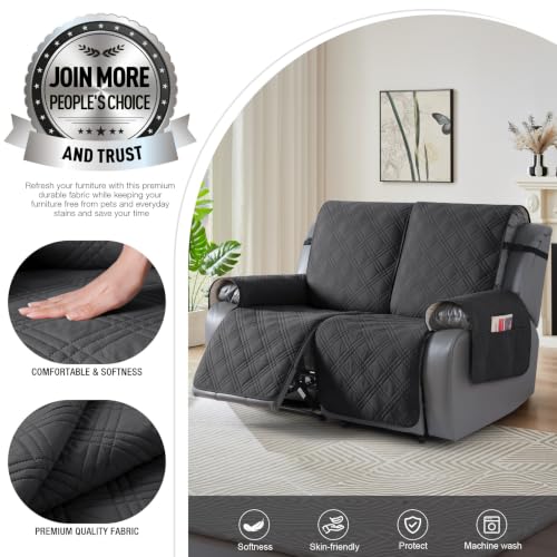 100% Waterproof Oversized Loveseat Recliner Cover (Charcoal Gray / 2 Seater Oversized)