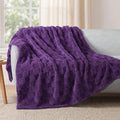 3D Checkered Fleece Throw Blanket for Couch (Purple / Throw (50"x60"))